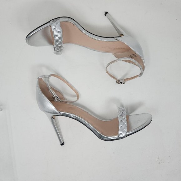 Rachel & Zoe Pumps Womens 9 Silver Heels Sandals Open Toe Shoes Metallic - Picture 7 of 10